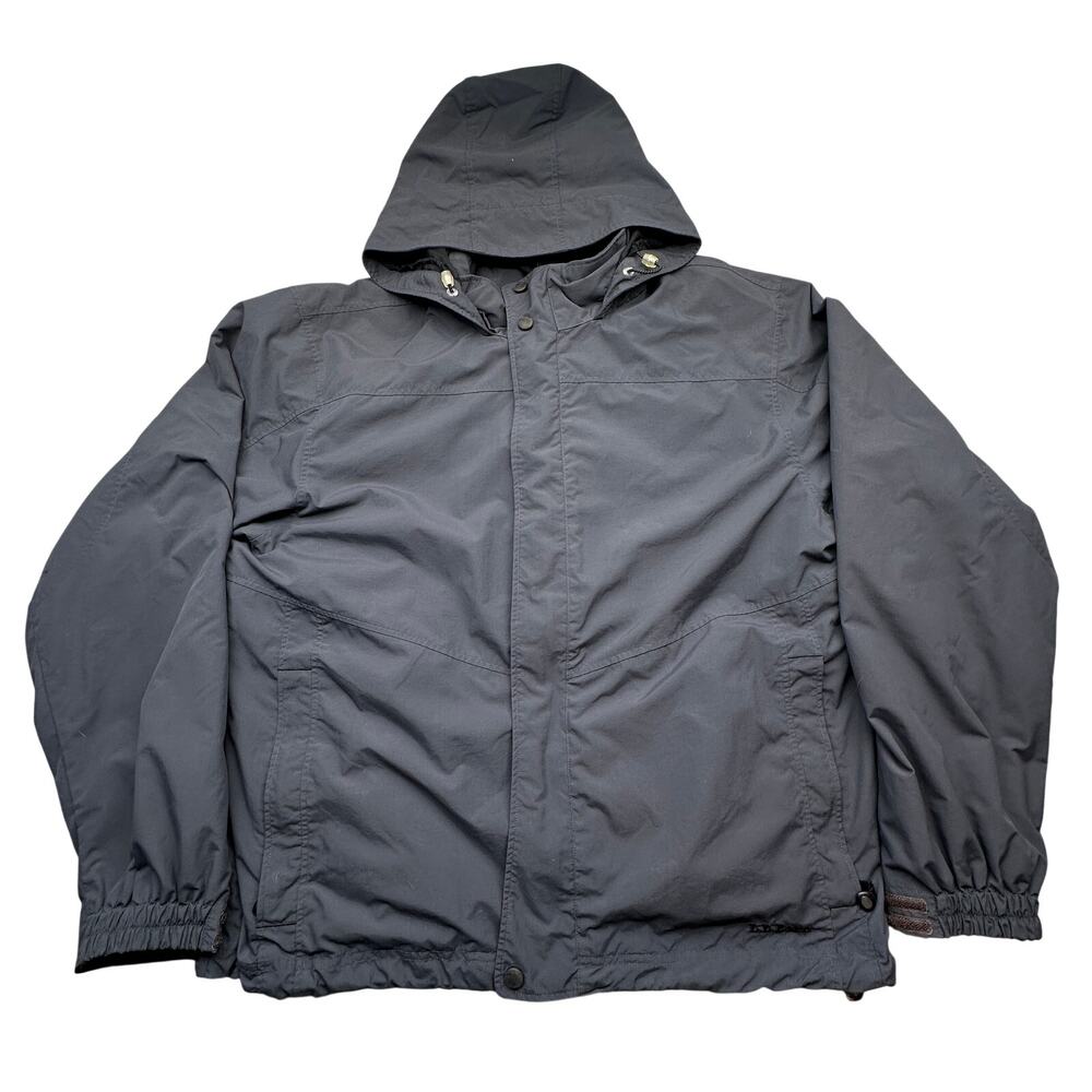LL Bean 0BCY9 Jacket System Shell The Weather Channel Mens Large Gray Hooded